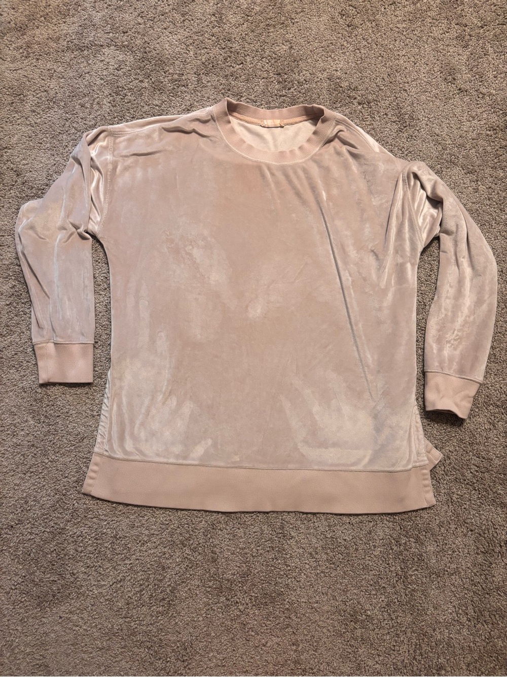 Altar'd State Plush Velvet Crewneck Sweater - Blush Taupe